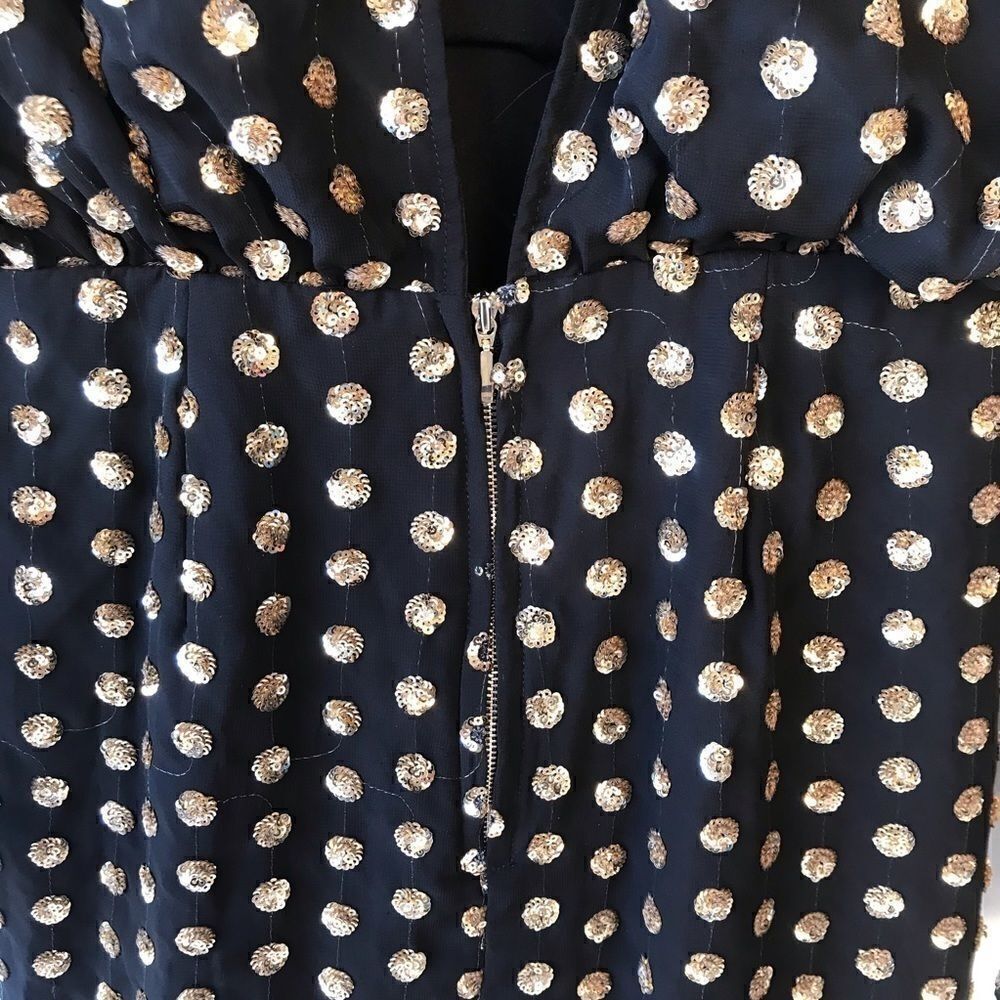 Finders Keepers Black Gold Sheer Sequined Dress S - Picture 5 of 8